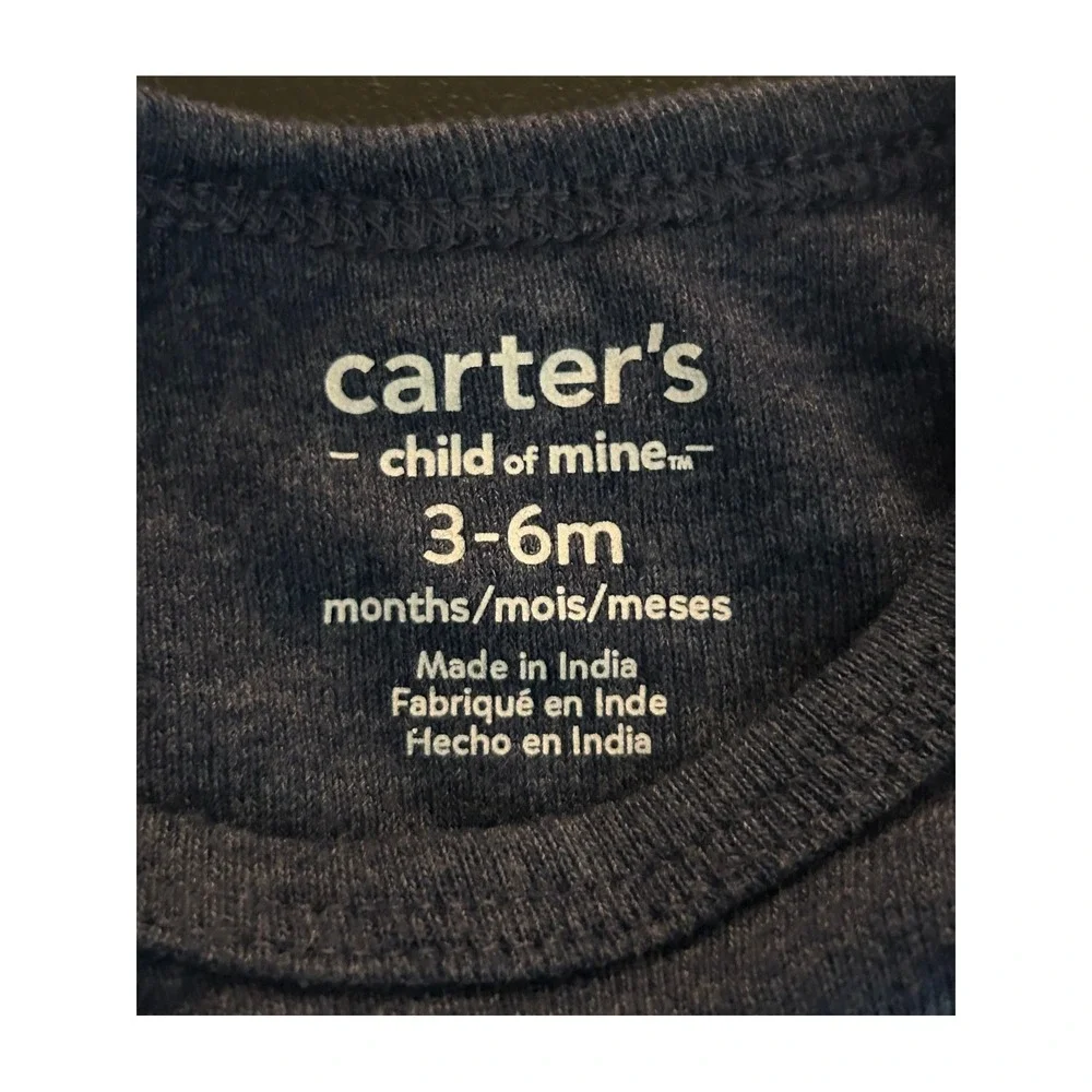 Carters Child of Mine Baby Boys Blue Dinosaur Graphic Bodysuit 3-6M (1324)